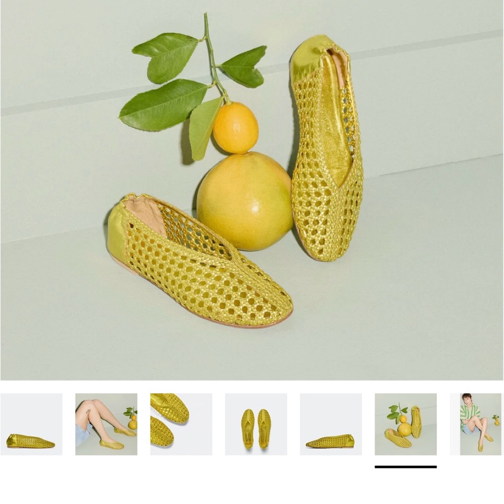 Freda Salvador Riley Open Weave Ballet Flats - Chartreuse Metallic Gold Yellow - Picture 2 of 2